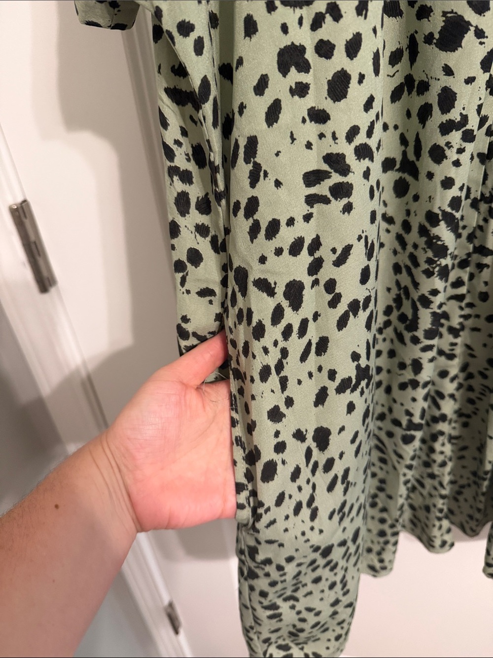 Women's Sage Green Speckled Collared Tunic Top/ Dress - Picture 4 of 4